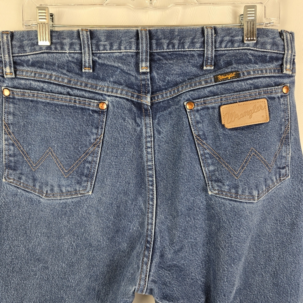 Vintage Wrangler Mens Straight Leg Blue Denim Jeans Size 35x34 - Picture 12 of 15